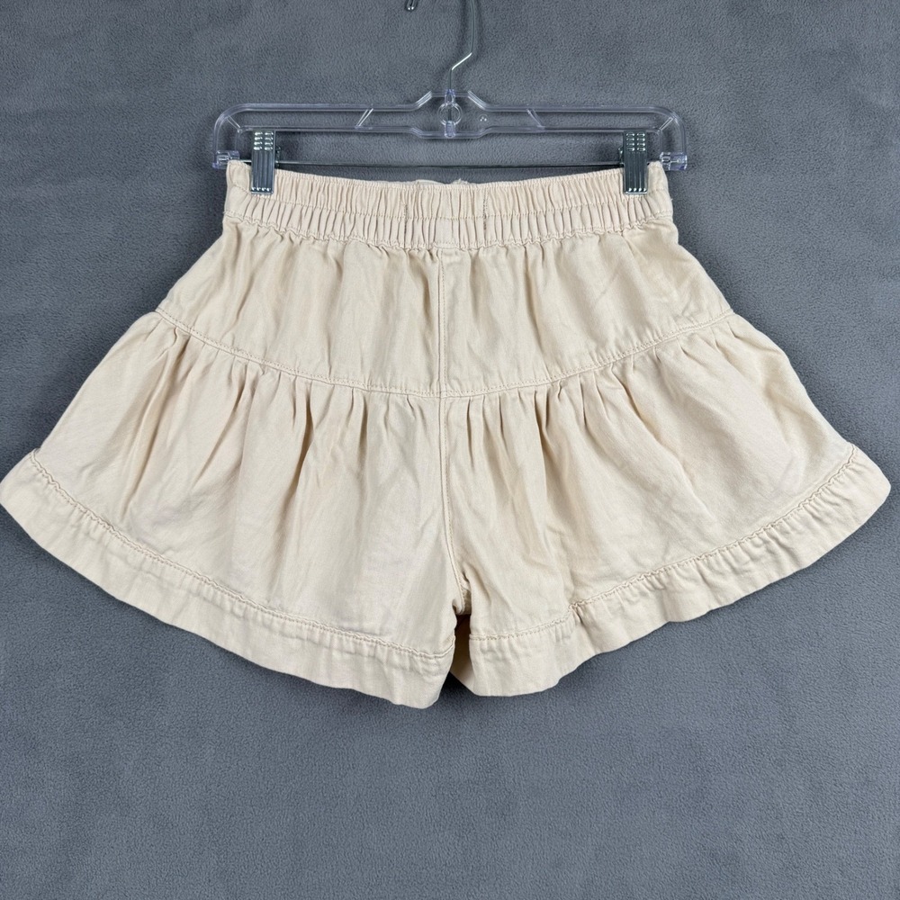 We The Free Free People Beige Ruffle Tiered Button Front Shorts Womens XS - Picture 6 of 9